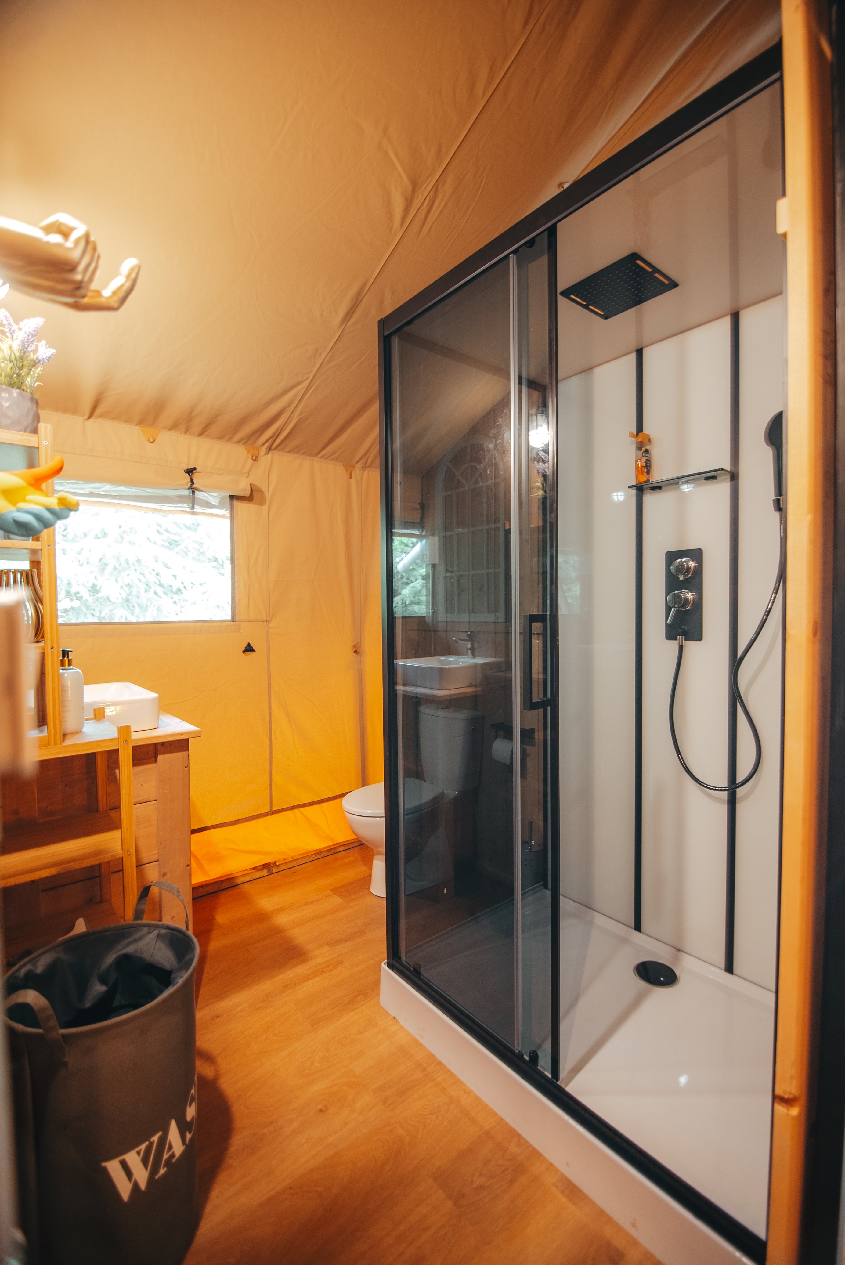 Family bathroom safari tent